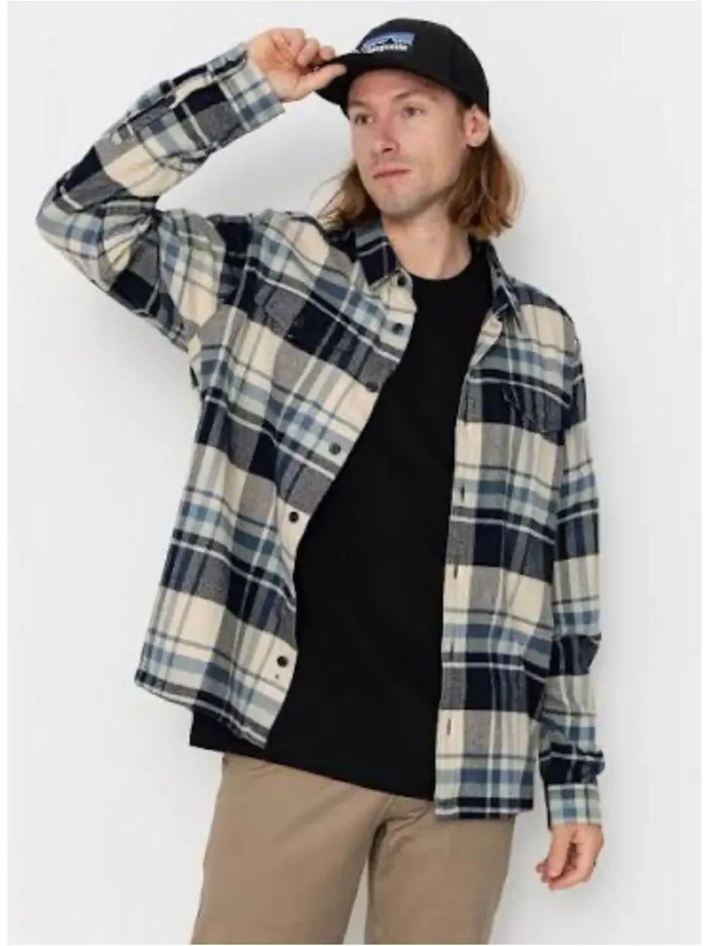 Patagonia Fjord Flannel Shirt blue (hibernate sunken blue) Size L ~ NWT